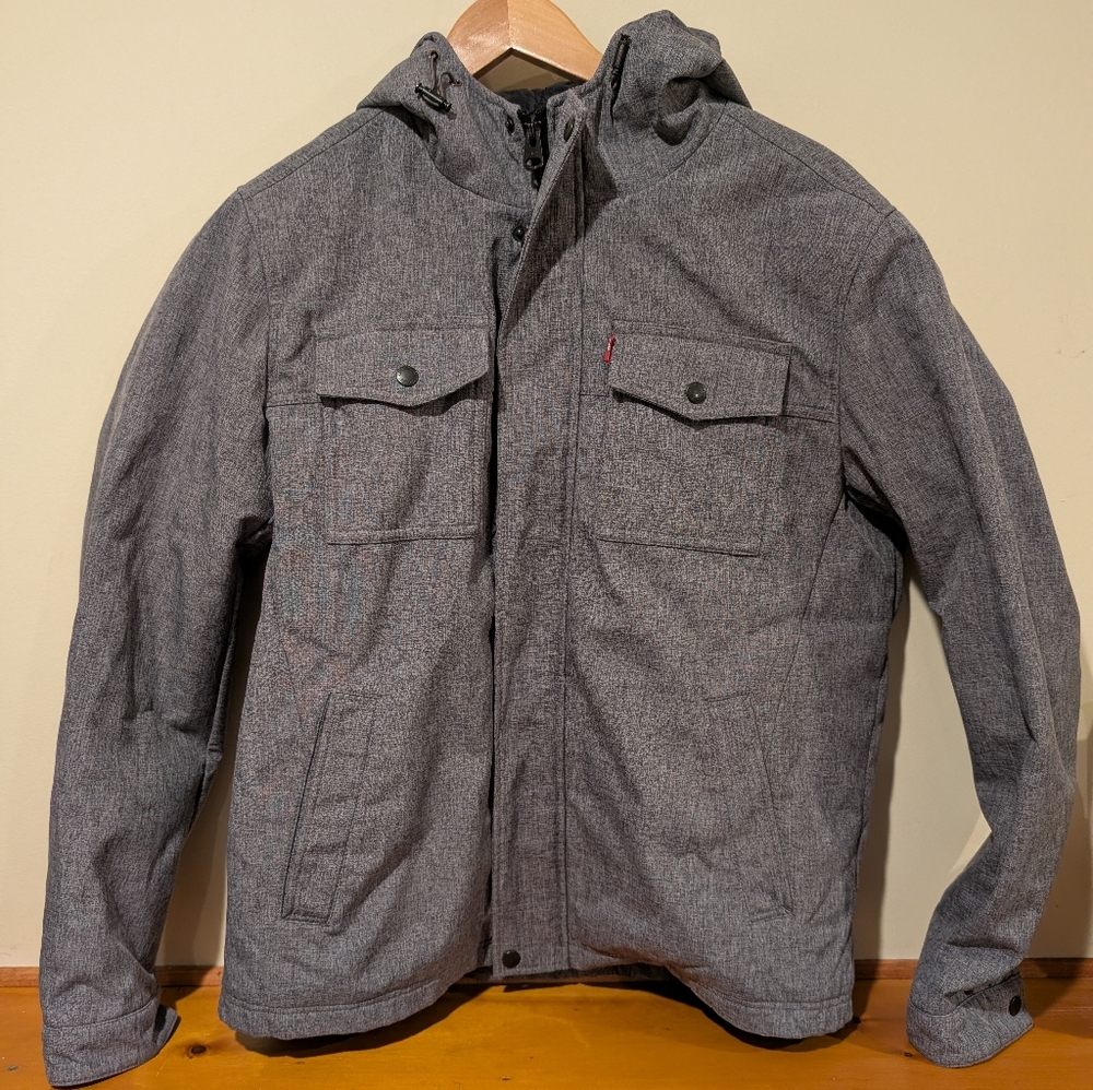 Levi’s Men’s Gray Hooded Quilted Insulated Jacket Coat Size L